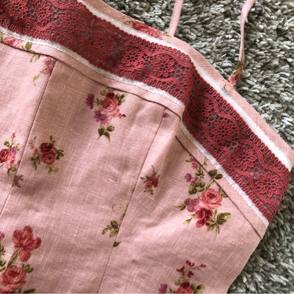 Reformation Meryl Linen Top Sz4 Tea Time - Picture 5 of 6